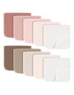 Paquete de 10 Paños de Muselina MairMore 100% Algodón Rosa