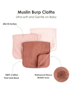 Paquete de 10 Paños de Muselina MairMore 100% Algodón Rosa 2