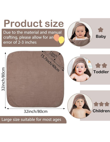 Toalla de baño con capucha Peryiter Muslin 81x81 cm Café