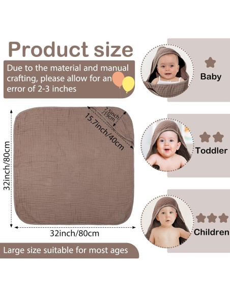 Toalla de baño con capucha Peryiter Muslin 81x81 cm Café