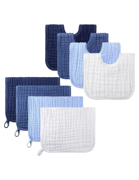 Tatuo 8 Pcs Baberos y Paños de Eructo 100% Algodón Unisex Tatuo 8 Pcs Baberos y Paños de Eructo 100% Algodón Unisex