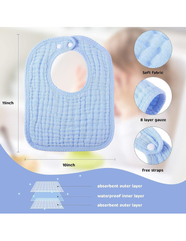 Tatuo 8 Pcs Baberos y Paños de Eructo 100% Algodón Unisex