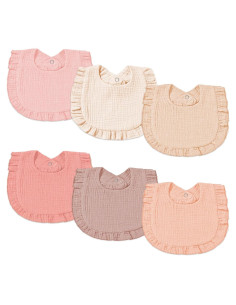 6 Baberos de Muselina para Bebés Unisex - Algodón Rosa Dulce