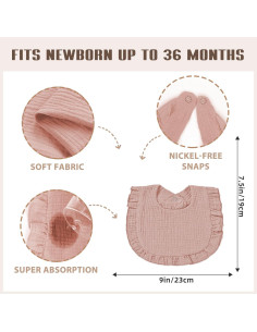 6 Baberos de Muselina para Bebés Unisex - Algodón Rosa Dulce 2