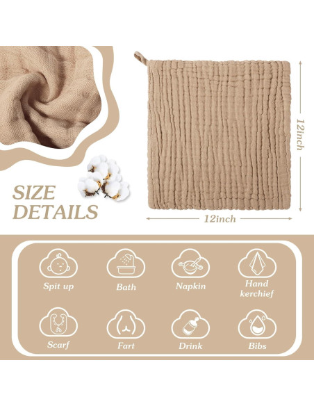 8 Paños de Lavado para Bebés SmoothNovelty 30x30 cm Algodón