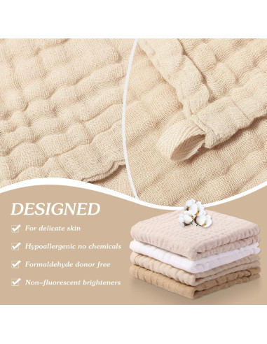 8 Paños de Lavado para Bebés SmoothNovelty 30x30 cm Algodón