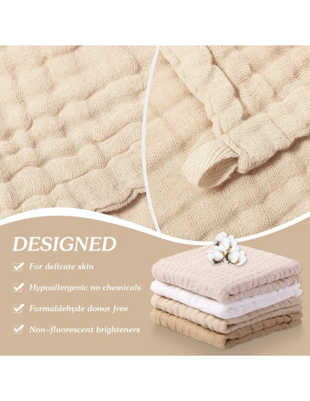 8 Paños de Lavado para Bebés SmoothNovelty 30x30 cm Algodón