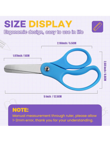 12 Tijeras de Seguridad BURVAGY 5" Punta Redonda para Niños