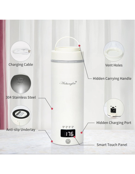 Hervidor Eléctrico de Viaje Anbanglin 500ml 4 Temperaturas