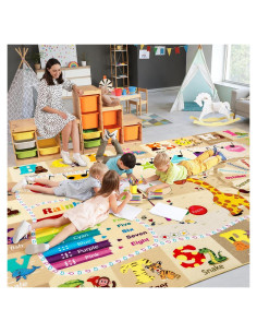 Alfombra Educativa Beige B BENRON 5x7 Pies Antideslizante