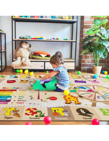 Alfombra Educativa Beige B BENRON 5x7 Pies Antideslizante