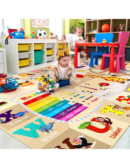 Alfombra Educativa Beige B BENRON 5x7 Pies Antideslizante Alfombra Educativa Beige B BENRON 5x7 Pies Antideslizante
