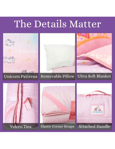 Colchoneta Portátil 100 UNICORNS Unicornio Coronado para Niños
