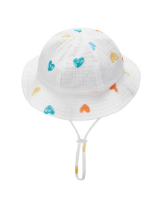 Sombrero de sol para bebés de algodón con ala ancha - 0-12 meses