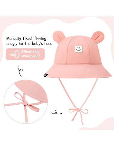 Sombrero de Sol Zando para Bebé UPF 50+ Rosa 6-12 meses