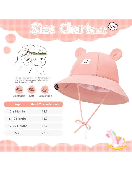 Sombrero de Sol Zando para Bebé UPF 50+ Rosa 6-12 meses