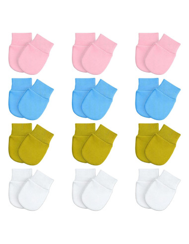 12 Pares de Mitones de Algodón para Bebé Yuomeaz - Sin Rasguños