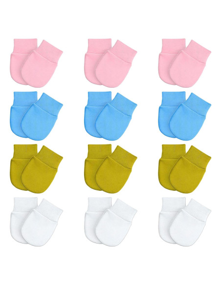 12 Pares de Mitones de Algodón para Bebé Yuomeaz - Sin Rasguños