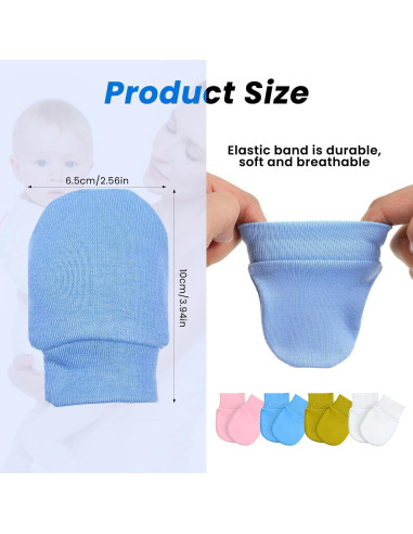 12 Pares de Mitones de Algodón para Bebé Yuomeaz - Sin Rasguños