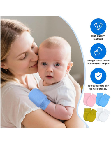 12 Pares de Mitones de Algodón para Bebé Yuomeaz - Sin Rasguños