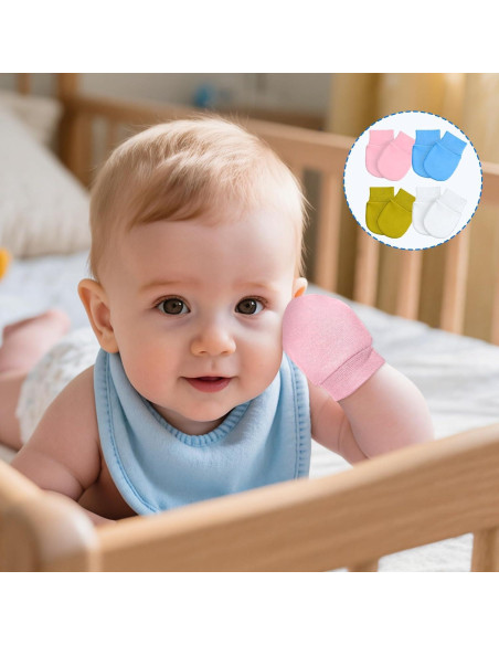 12 Pares de Mitones de Algodón para Bebé Yuomeaz - Sin Rasguños