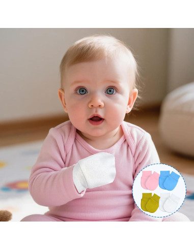 12 Pares de Mitones de Algodón para Bebé Yuomeaz - Sin Rasguños