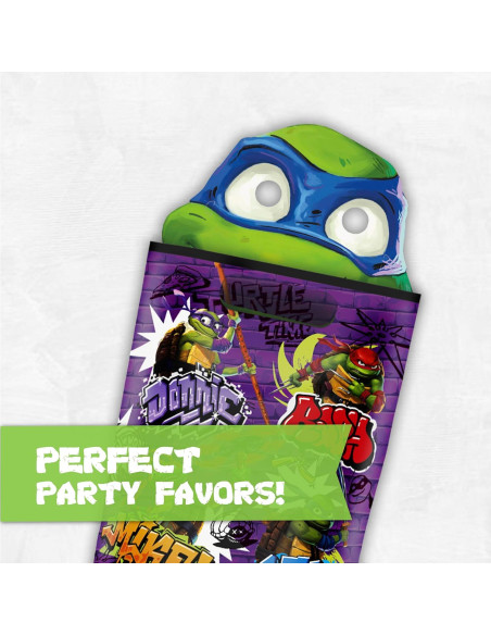Suministros de Fiesta Tortuga Ninja Unique - 16 Máscaras y Etiqueta