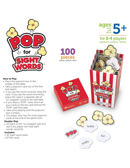 Juego Pop para Palabras de Vista Learning Resources 100 Tarjetas Juego Pop para Palabras de Vista Learning Resources 100 Tarjetas
