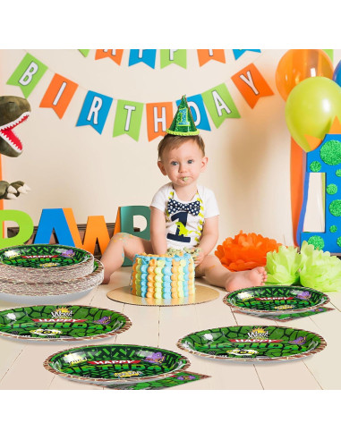 Kit de Cumpleaños de Tortuga Grencian - 96 Piezas Desechables