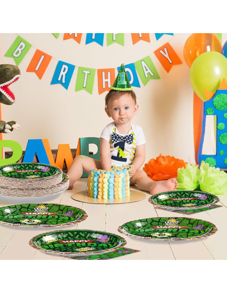 Kit de Cumpleaños de Tortuga Grencian - 96 Piezas Desechables