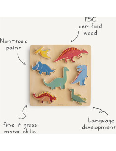 Rompecabezas de Madera Dinosaurio Mushie 7 Piezas 29.7 cm 2
