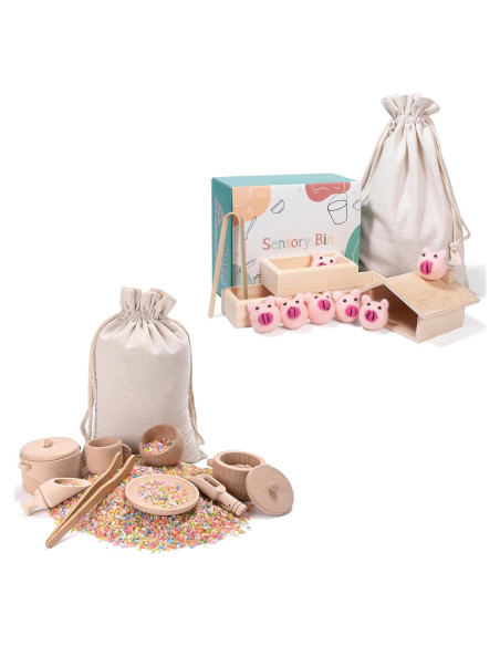 Caja Sensorial Montessori de Madera para Niños 36 meses+