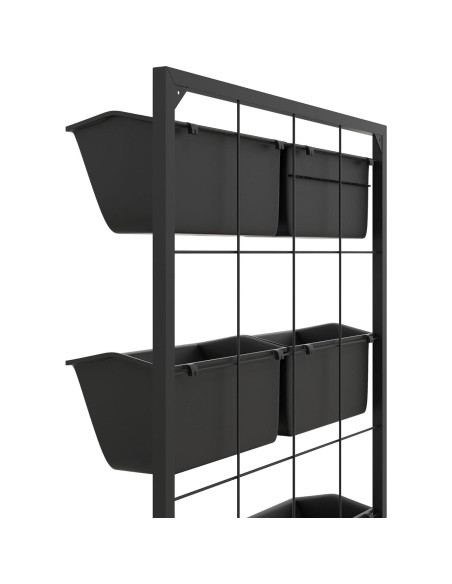 Jardinera de Pared Outsunny 3 Niveles con 6 Macetas Negra