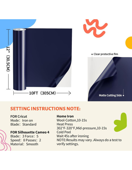 Vinilo de Transferencia de Calor JAVIGA Azul Marino 30.5x3m