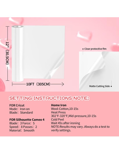 Vinilo de Transferencia de Calor Blanco JAVIGA 30.48 cm x 3.05 m