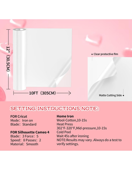 Vinilo de Transferencia de Calor Blanco JAVIGA 30.48 cm x 3.05 m