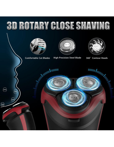 Afeitadora Eléctrica MAX-T RMS8101 3D Recargable Roja