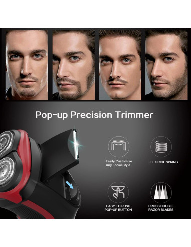 Afeitadora Eléctrica MAX-T RMS8101 3D Recargable Roja