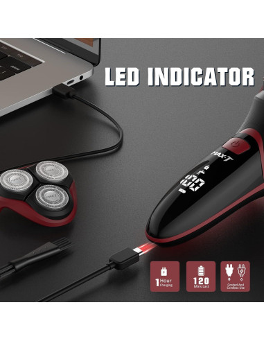 Afeitadora Eléctrica MAX-T RMS8101 3D Recargable Roja