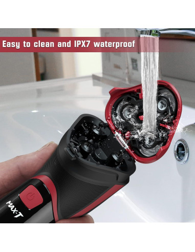 Afeitadora Eléctrica MAX-T RMS8101 3D Recargable Roja