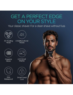 Afeitadora Eléctrica VOYOR TX410 4 en 1 Impermeable Azul 2