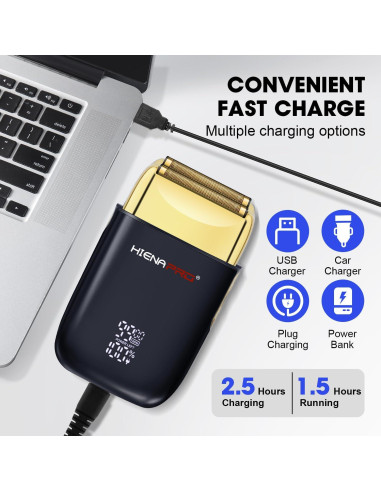 Afeitadora de Lámina Doble HIENA PRO HYN-809 Inalámbrica USB