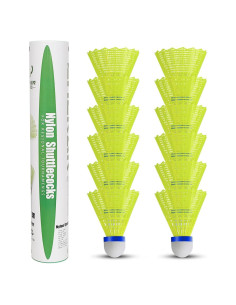 Paquete de 12 Plumas de Bádminton ZHENAN Nylon Amarillo