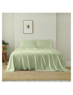 Sábanas Queen Rosecret 100% Viscosa Bambú Verde Salvia