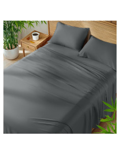Sábanas King SONORO KATE 100% Viscosa de Bambú 6 Piezas Gris