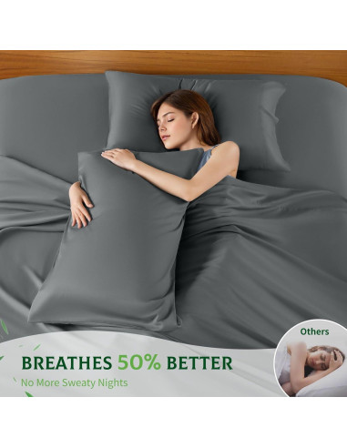 Sábanas King SONORO KATE 100% Viscosa de Bambú 6 Piezas Gris