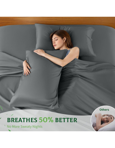 Sábanas King SONORO KATE 100% Viscosa de Bambú 6 Piezas Gris