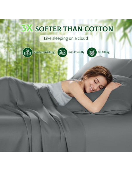 Sábanas King SONORO KATE 100% Viscosa de Bambú 6 Piezas Gris