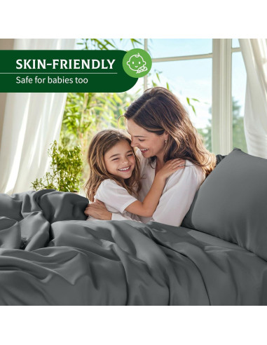 Sábanas King SONORO KATE 100% Viscosa de Bambú 6 Piezas Gris