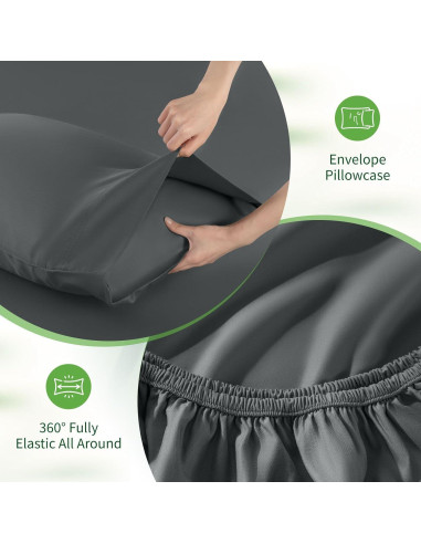 Sábanas King SONORO KATE 100% Viscosa de Bambú 6 Piezas Gris